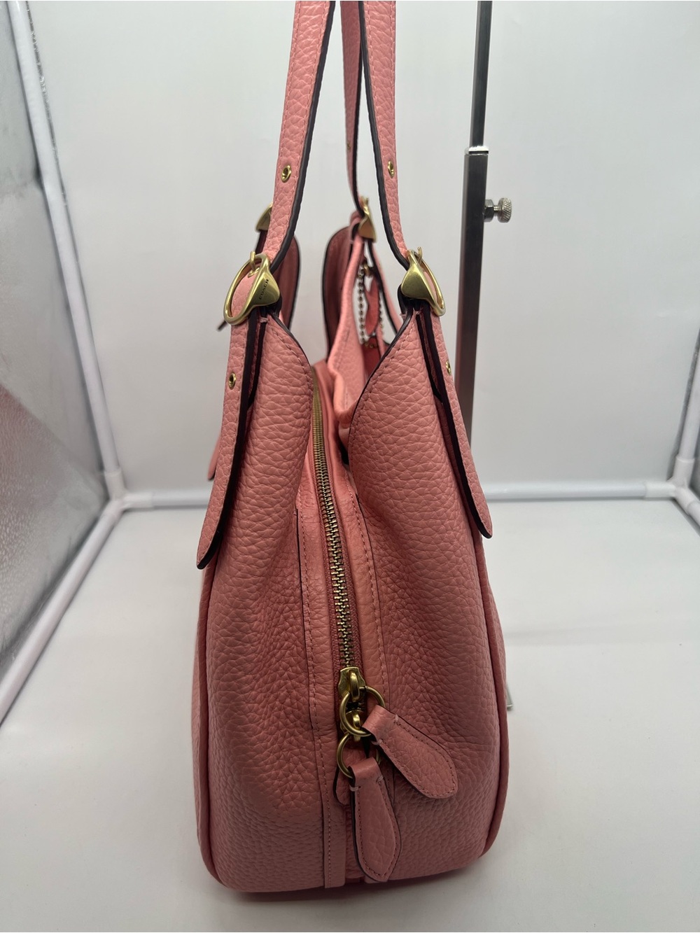 COACH C4824 Lori Candy Pink Rose Soft Pebbled Leather Shoulder Bag Hobo Tote - Picture 11 of 17